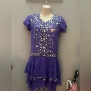 Purple Women’s Rhinestone Ruffly Embellished 38 EU Dress Sequin Formal
